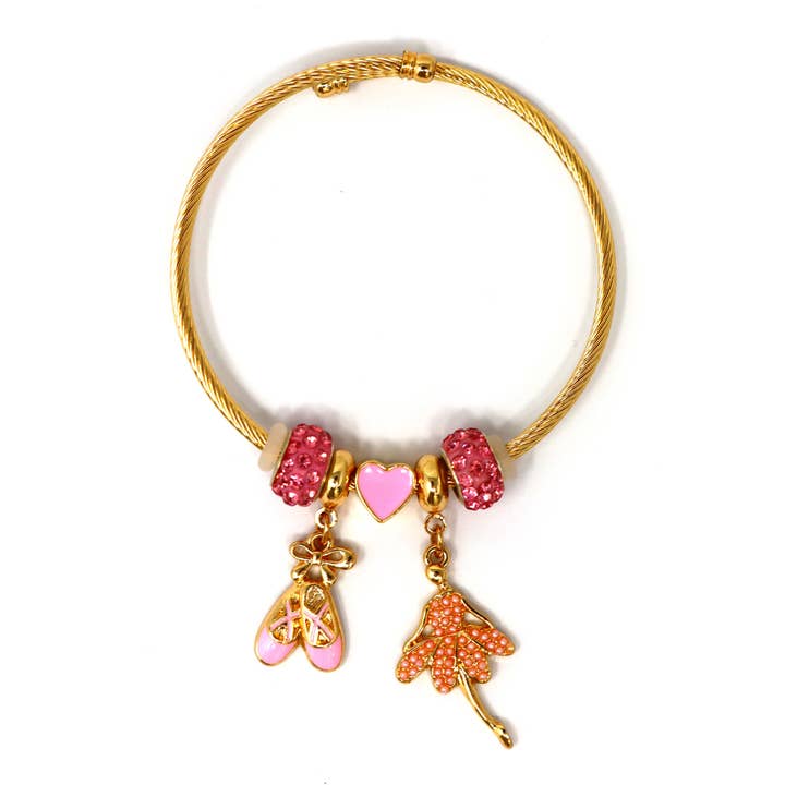 Pink Poppy USA - Wholesale Charm/Dangle Bracelet - Ballerina Charm Bracelet | Pack of 2