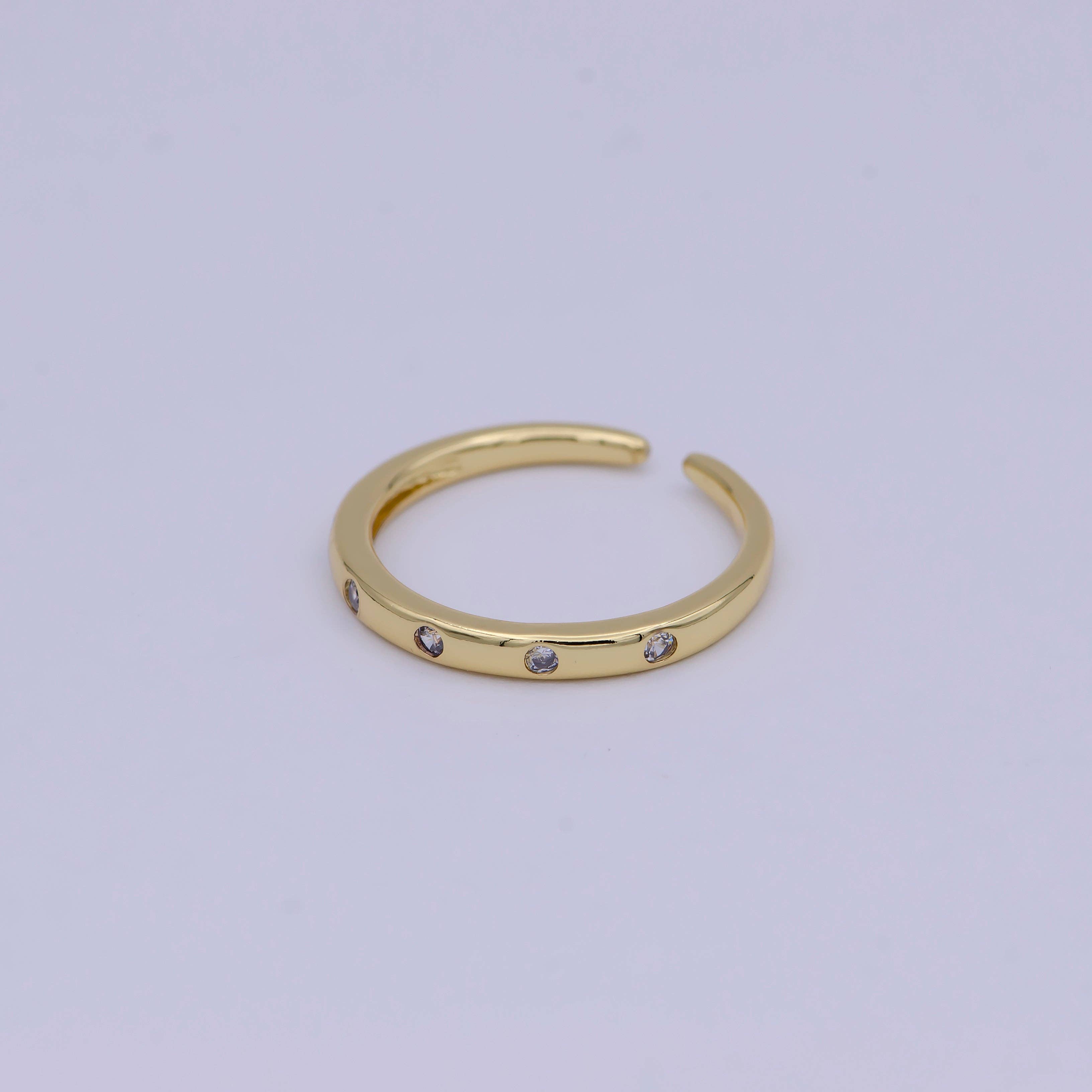 Aim Eternal - Wholesale Band/Stacked Ring - Dainty CZ Gold Stacking Ring U485~U4896