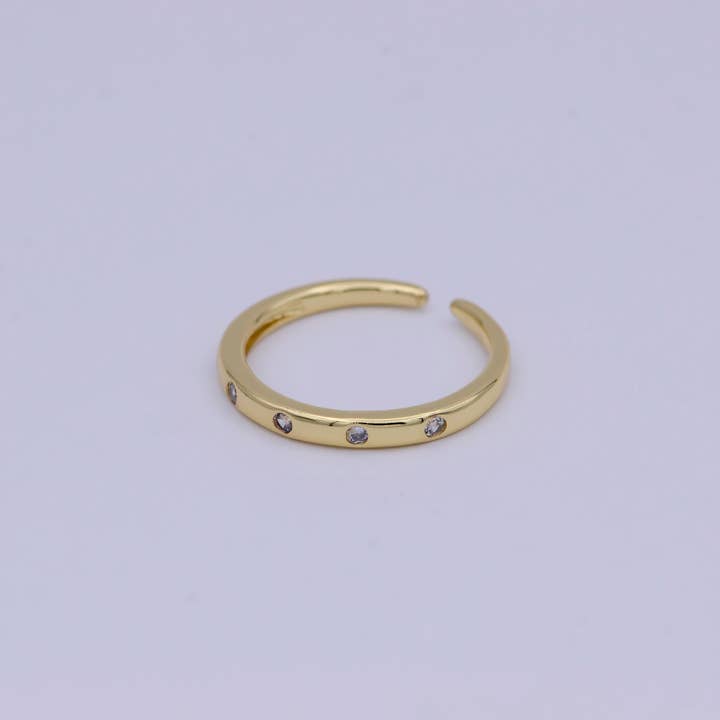 Aim Eternal - Wholesale Band/Stacked Ring - Dainty CZ Gold Stacking Ring U485~U4896