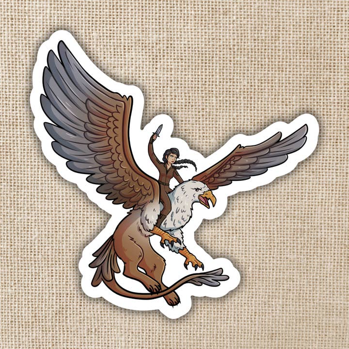 Cat Riding Kiralair Sticker | Fourth Wing for wholesale by Kingdom of Threads