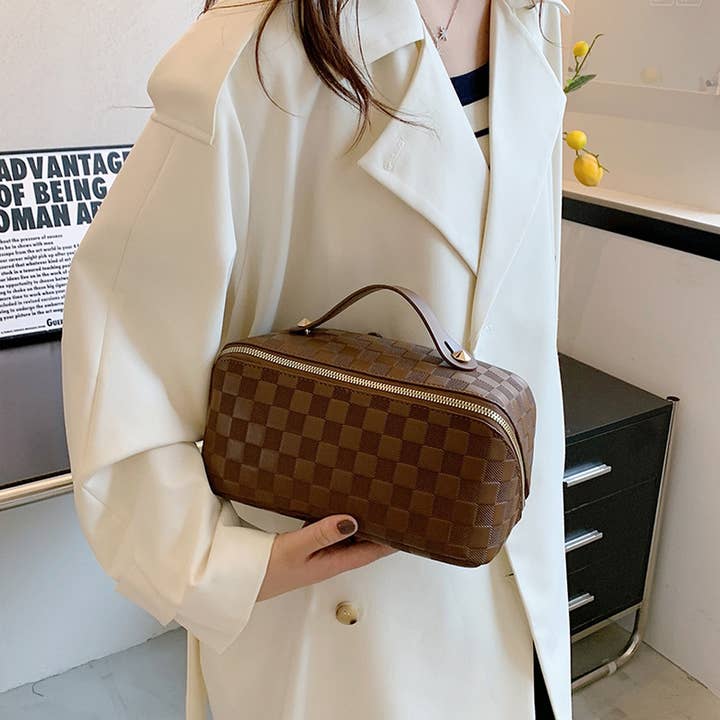 ACCITY - Wholesale Makeup/Cosmetic Bag - NEW SIMPLE INTERNET CELEBRITY PLAID COSMETIC BAG_CWAB43764