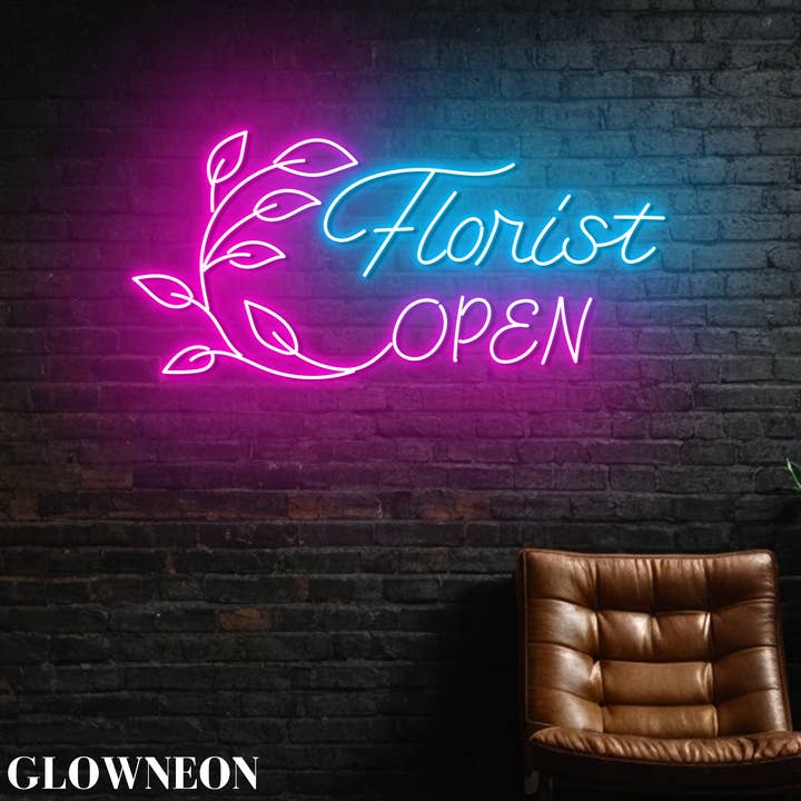 Glow Neon - Wholesale Neon Sign - Florist Open Neon Sign, Florist Led Sign, Flower Shop Decor