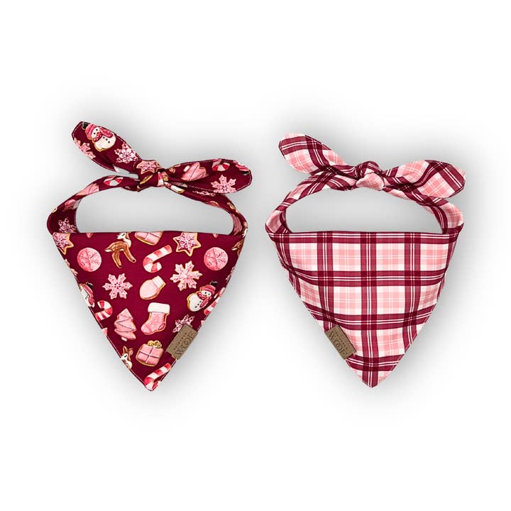 Dog Bandana Reversible Pink Gingerbread | Pink Plaid for wholesale by Neighborwoof