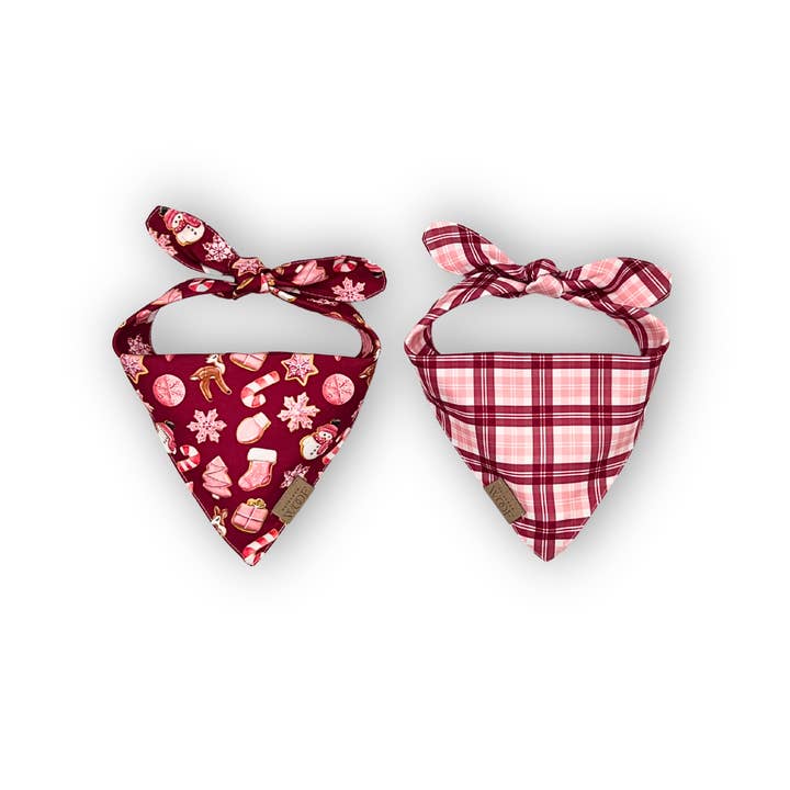 Dog Bandana Reversible Pink Gingerbread | Pink Plaid for wholesale by Neighborwoof