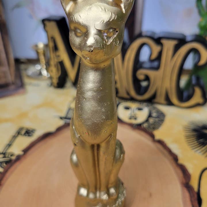 Gold Decorative Ritual Cat Shaped Candle Cat Candle, Offering Candle, Spell Candle for wholesale by My Magic Place Shop