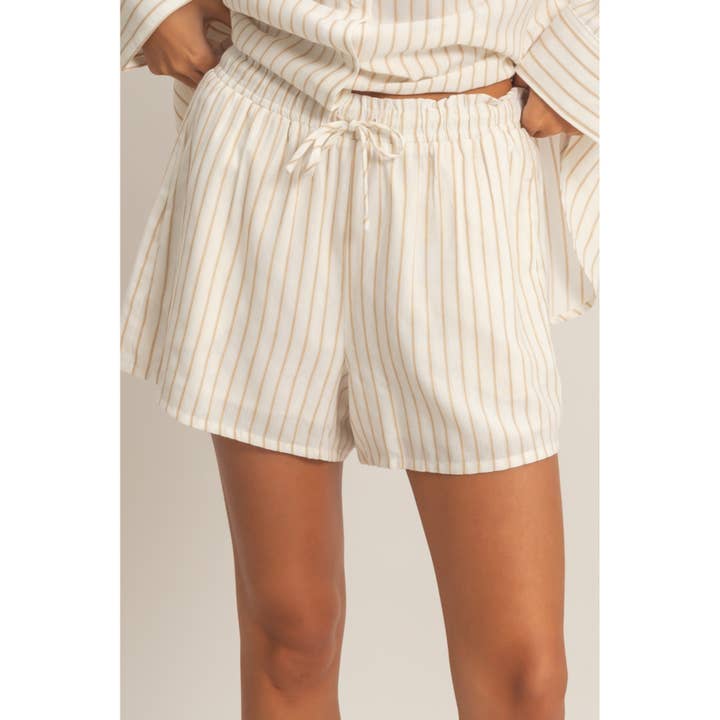 Gestreepte short met trekkoord voor wholesale door Double Zero