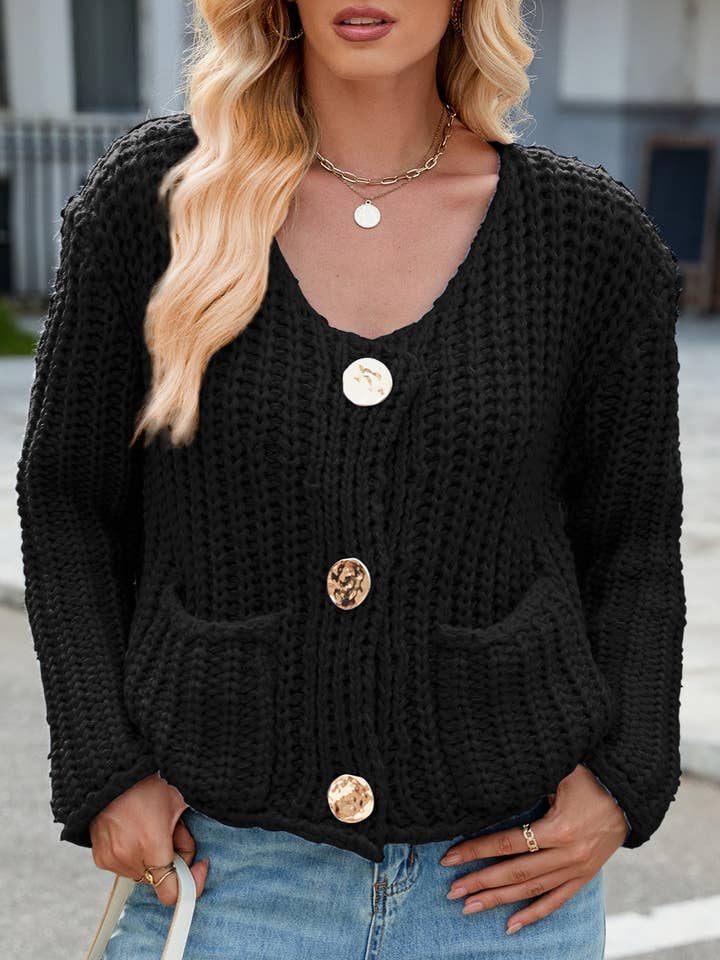 Rosa Clothing - Wholesale Cardigan - Women's - Chunky Sweater Loose Slouchy Knitted Cardigan