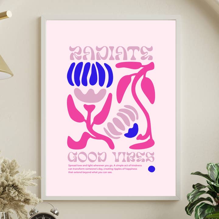 Radiate Good Vibes Pink Edition Wall Art Colour Print for wholesale by HOARE