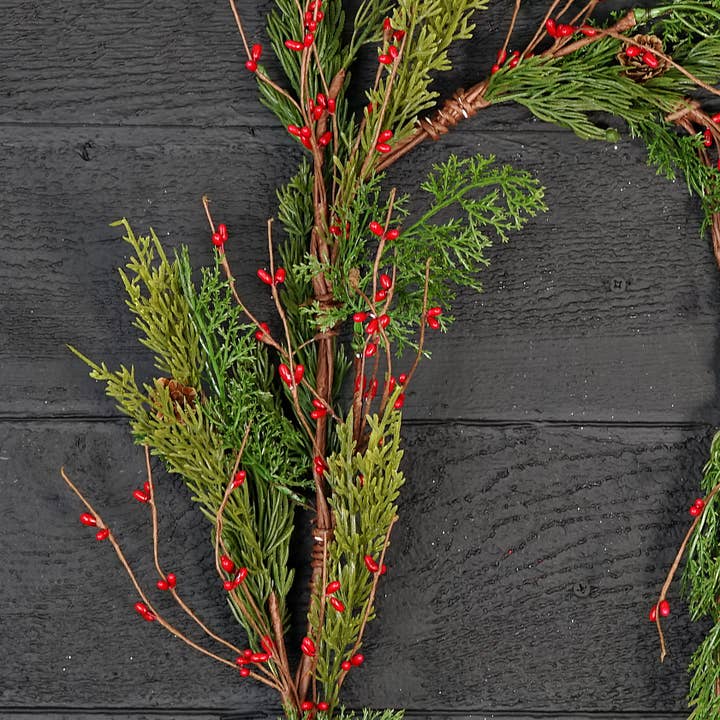 Impressive Enterprises, Inc. - Wholesale Bunting/Garland - ISB71701- 4ft Evergreen Pine with Red Pips Garland-