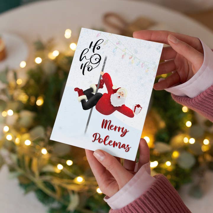 Halfmoon Creative Art – wholesale Christmas card – Pole dancing Santa Christmas card/Pole dancing/ Pole friend