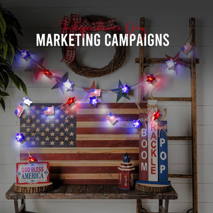 Red White Blue Stars and American Flag String Lights for wholesale by SELLVAY Fairy String Lights