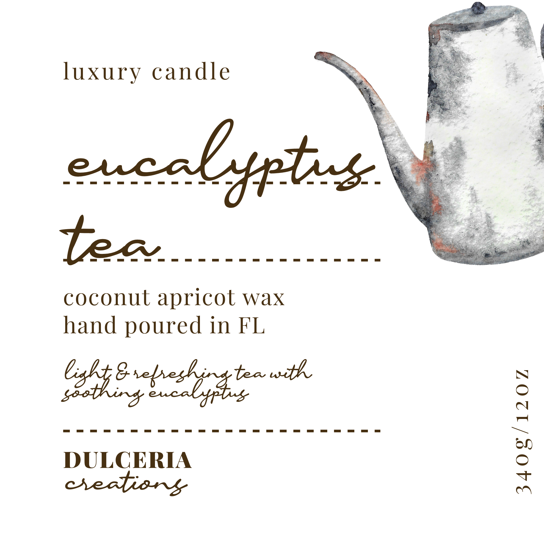 Dulceria Creations - Wholesale Jar/Filled Candle - LUXURY HAND POURED CANDLE - EUCALYPTUS TEA1