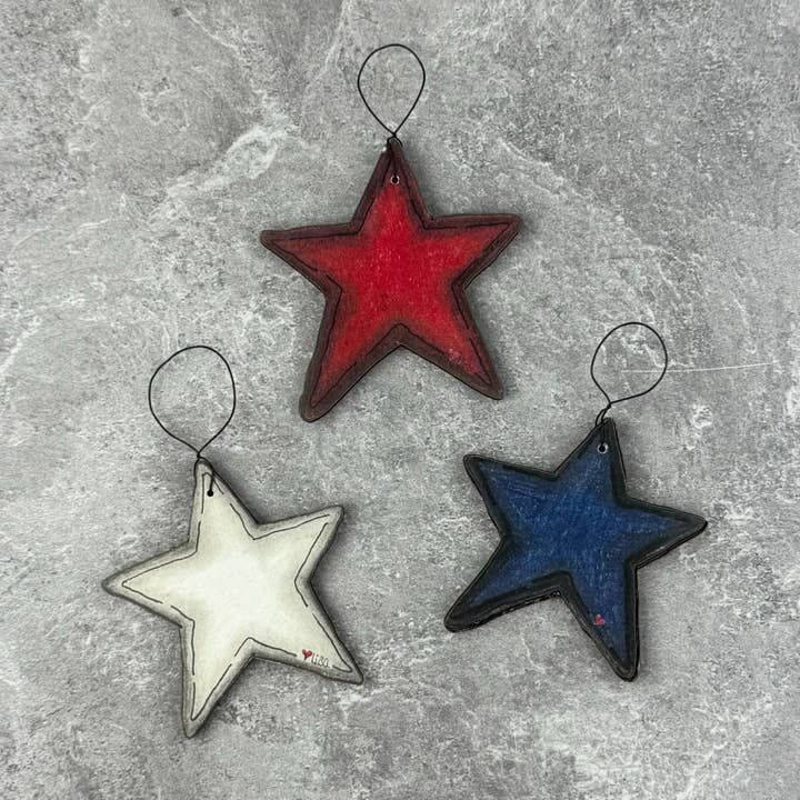 Patriotic Star Doodle Ornament Set (3A) for wholesale by Honey and Me