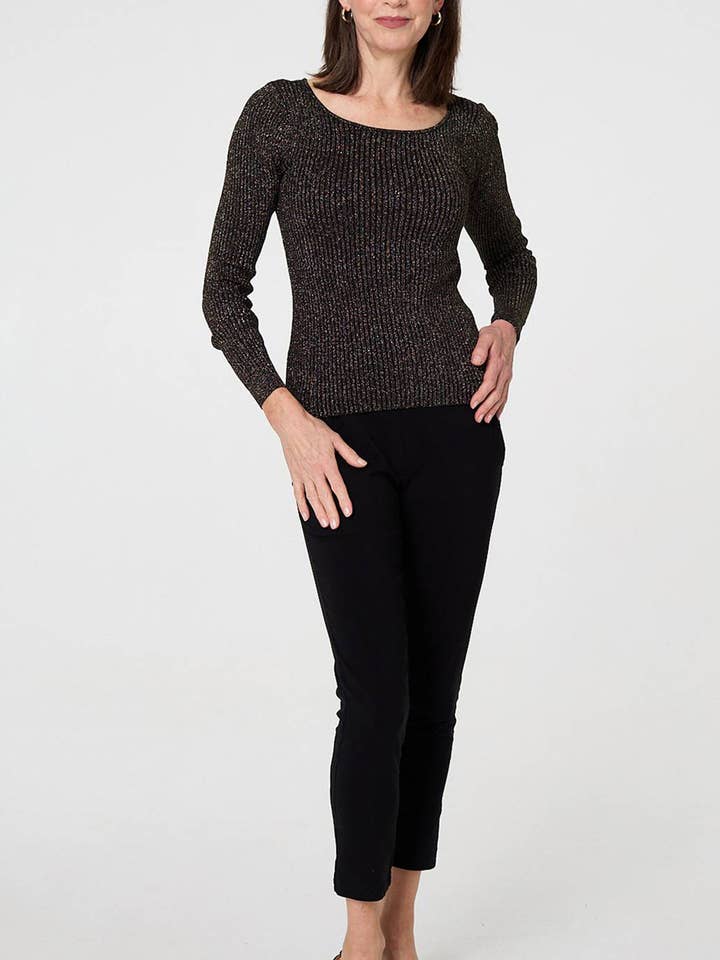 Glittertextuur Lange Mouwen Nauwsluitende Top voor wholesale door Stellalondon