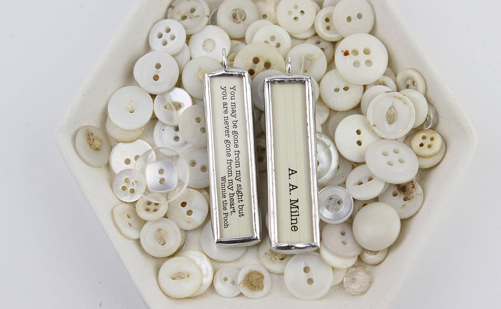 Jennifer Dahl Designs LLC - Wholesale Pendant/Charm Necklace - Never Gone From My Heart Pooh Literary Book Charm Necklace 1