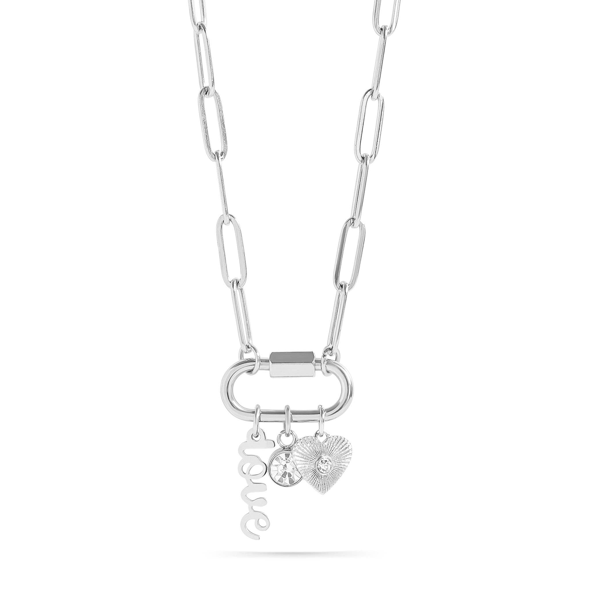 WJW – wholesale Pendant/charm necklace – 18K PVD Gold Carabiner "Love" Paperclip Charm Necklace0