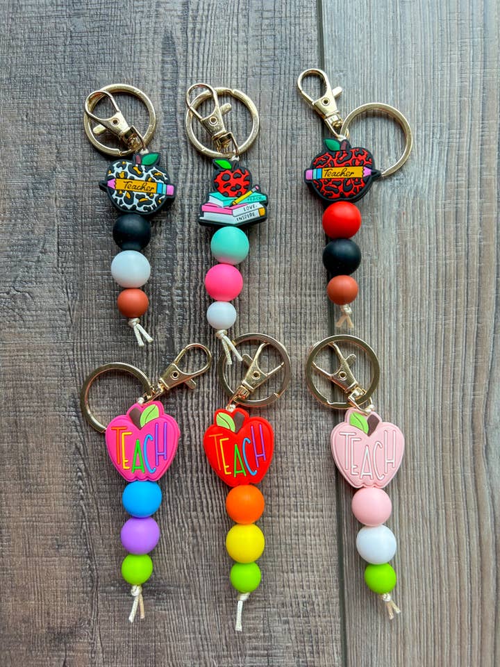 Teacher Focal Bead Small Keychain or Bag Charm for wholesale by JILLIAN INK LLC