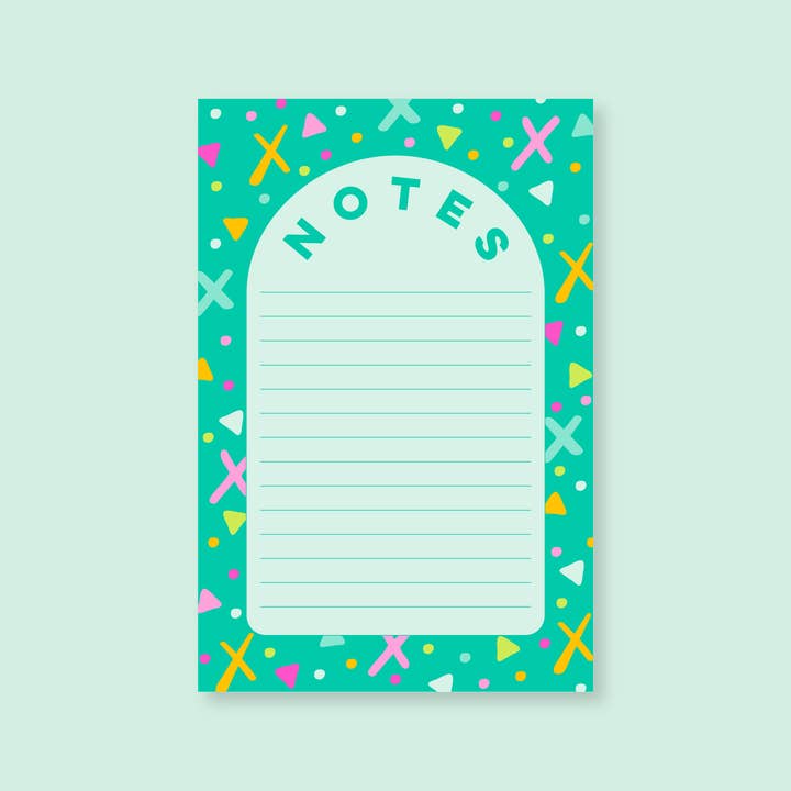 Cleary Lane – wholesale Notepad – Notepad | 4"x6" | Aqua Rainbow Shapes1