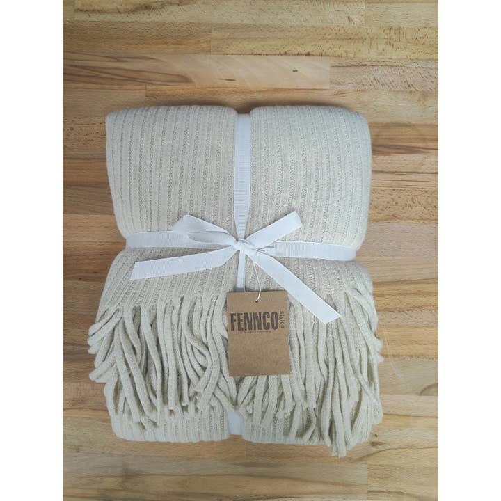 Fennco Styles - Wholesale Throw Blanket - Faux Cashmere Soft 50"x60" Throw Blanket - Ivory