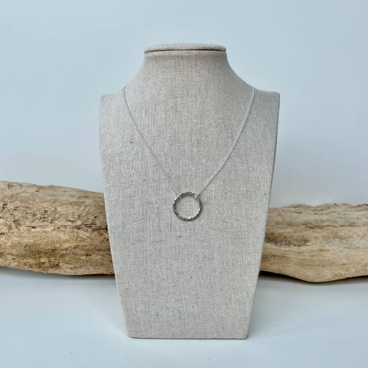 hand-hammered sterling silver circle necklace for wholesale by sarahannedipity