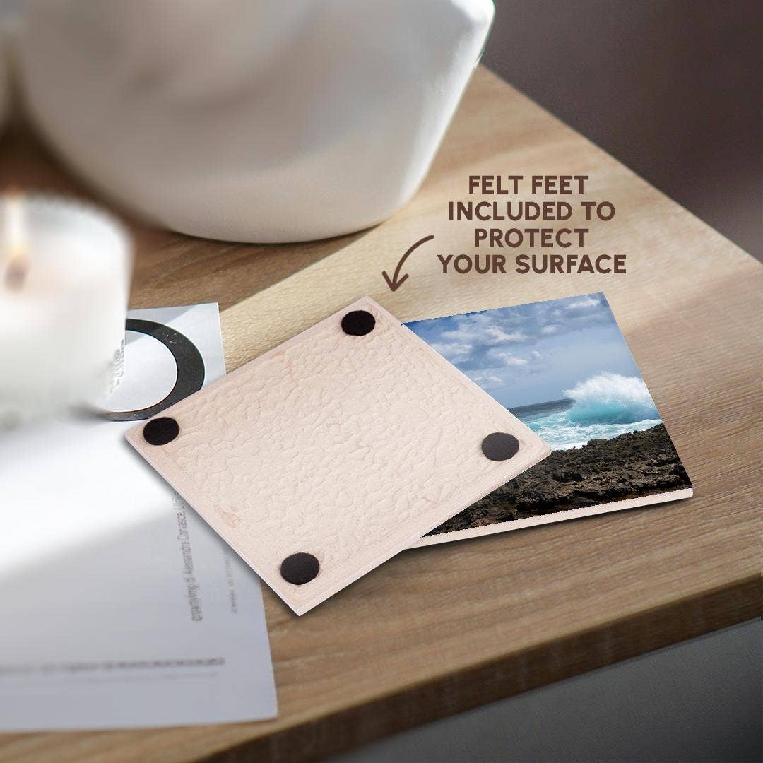 3dRose - Vente Sous-verre - 3dRose, Photo de vagues s'écrasant sur le rivage de la côte d'Aruba. , Dessous de verre3