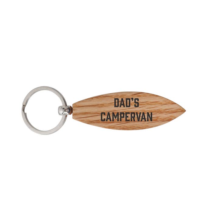 CGB Giftware - Vente Porte-clés – homme - Porte-clés planche de surf en chêne "Le camping-car de papa"2