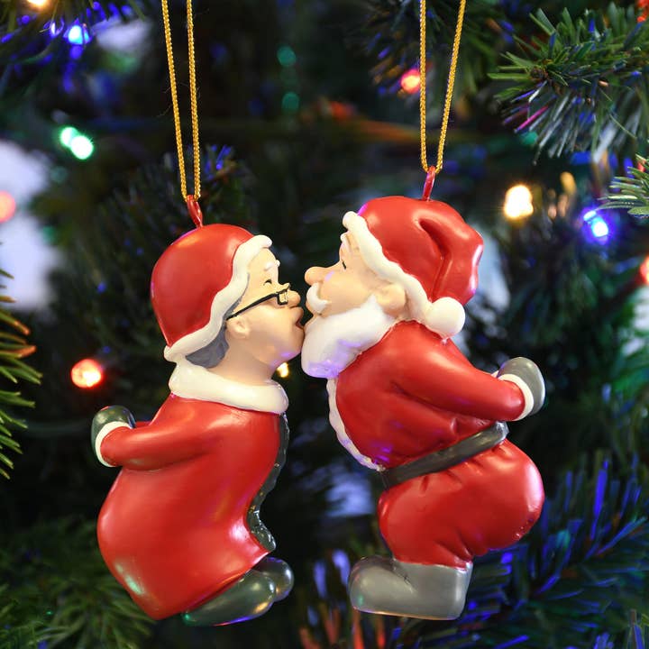 Tree Buddees – wholesale Ornament set – Kissing Claus' Cute Magnetic Set of 2 Kiss Christmas Ornaments