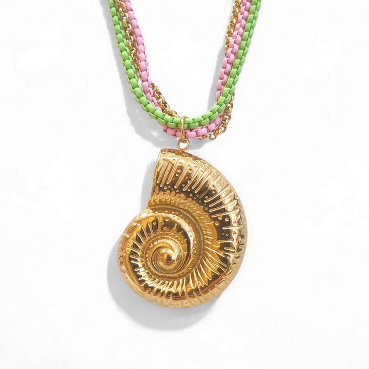 Gilles – Collar de cadenas entrelazados y colgante de concha para venta al por mayor de matins parisiens