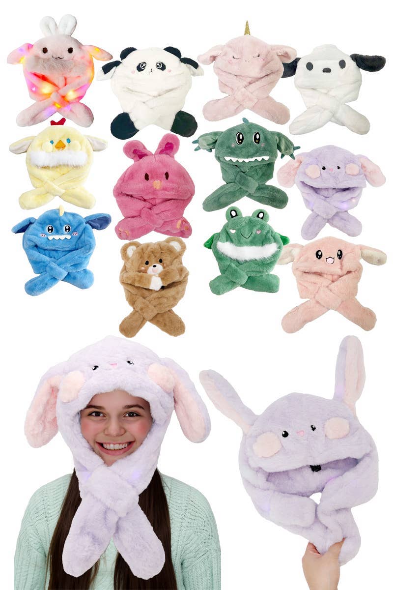 ASSORTED Animal Friends Led Light-up Ear Moving Hat for wholesale on Faire0