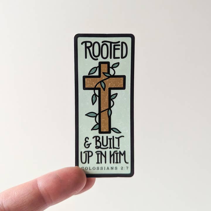 Rooted & Built Up In Him klistermärke Bibelversklistermärken för wholesale av Real Happy Designs