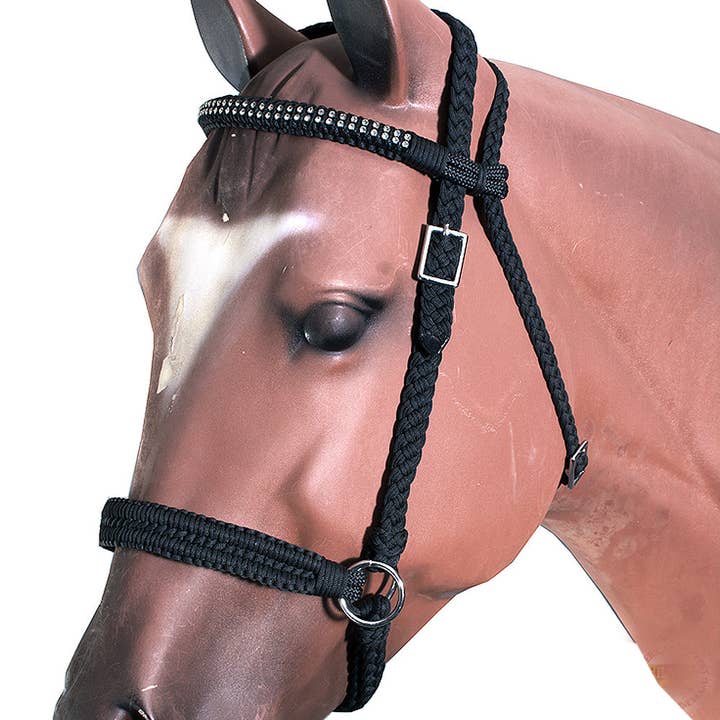 Hilason Flat Braided Paracord Horse Headstall Bridle W/ Crystals for wholesale by HILASON