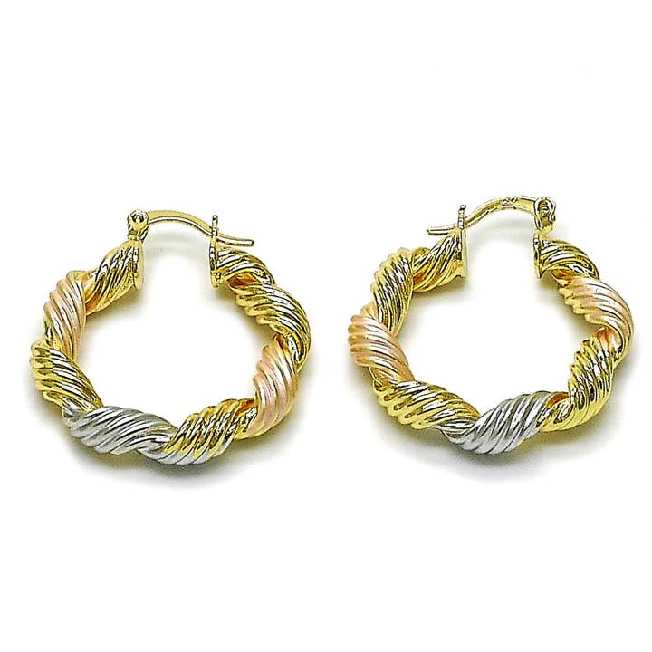 Twisted tri color hoops EA283 for wholesale by Angelluz
