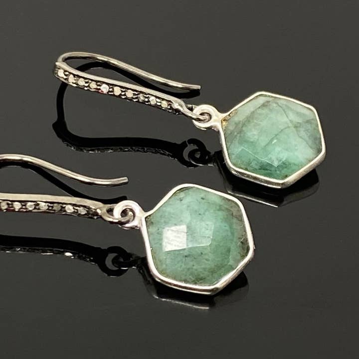 Akstar Gems – wholesale Hängande örhängen – Äkta smaragdörhängen, Pave Diamond Örhängen, Sterling Silver Ädelsten örhängen, gåvor till henne