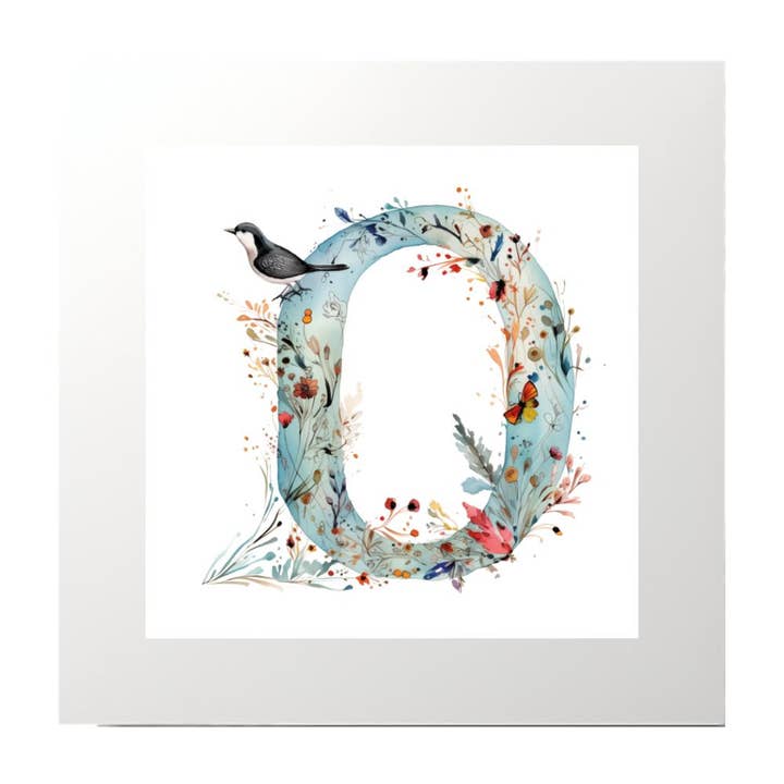 Alphabet Watercolour O Art Print for wholesale by Artificial Ink