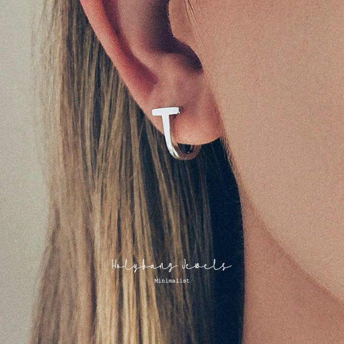 HolyBang Jewels - Wholesale Hoop Earrings - MINIMALIST T BAR HOOP EARRINGS - E-H100297