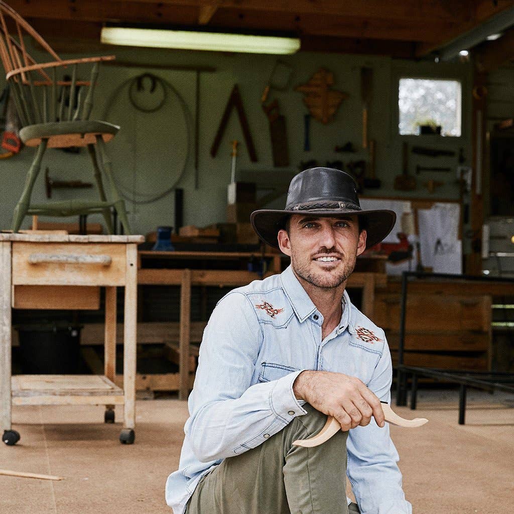 Brown Kangaroo Crossing Leather hat for wholesale on Faire2