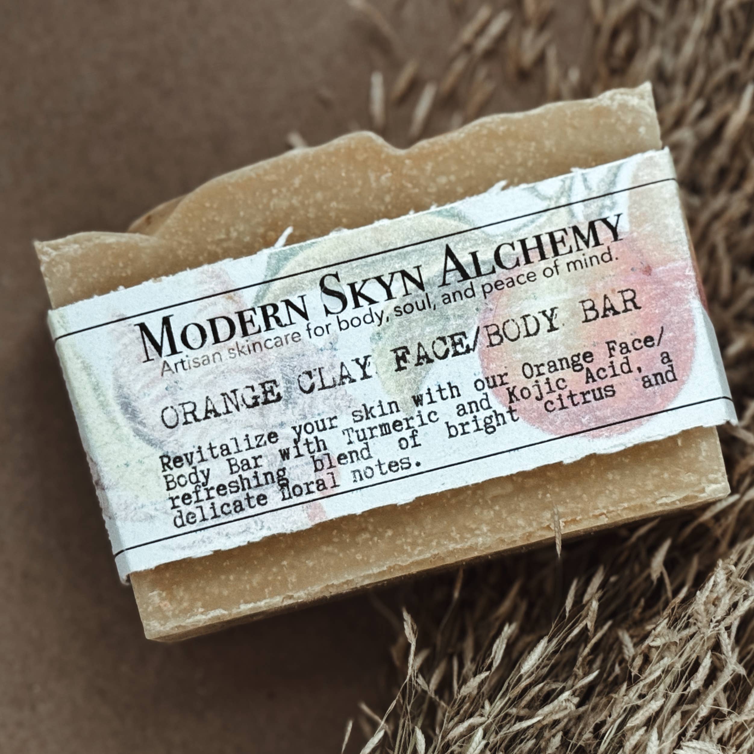 Modern Skyn Alchemy LLC. - Wholesale Bar Soap - Orange Clay Face/Body Bar with Turmeric and Kojic Acid2