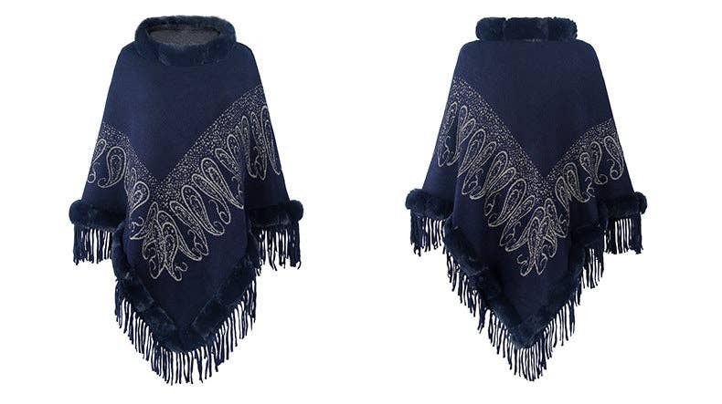 Ole - Wholesale Cape - Women's - Collar Pullover Tassel Cape S02145
