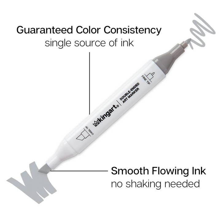 KINGART - Wholesale Marker - Double-Ended Alcohol Markers - 24 Gray Tone Colors1