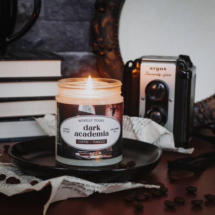 Novelly Yours - Wholesale Jar/Filled Candle - Dark Academia candle | Moody fall & bookish aesthetic1