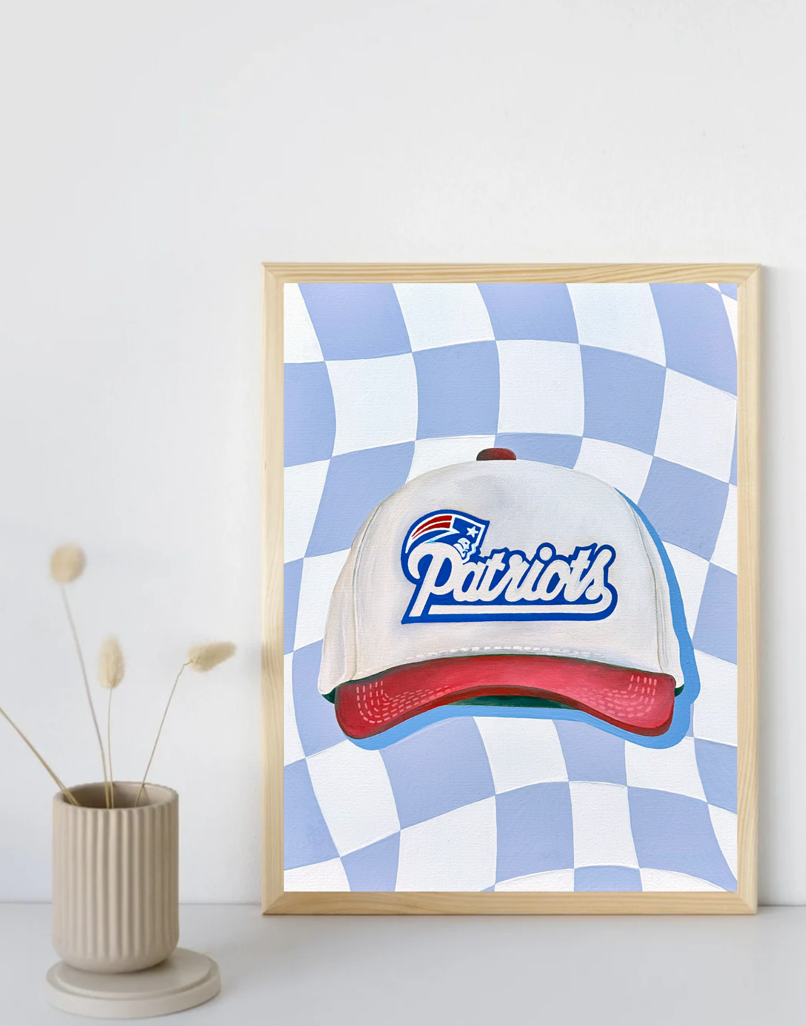 The Blank Canvas Company - Wholesale Art Print - Checkerboard Patriots Hat - Boston Sports Art Print Series0