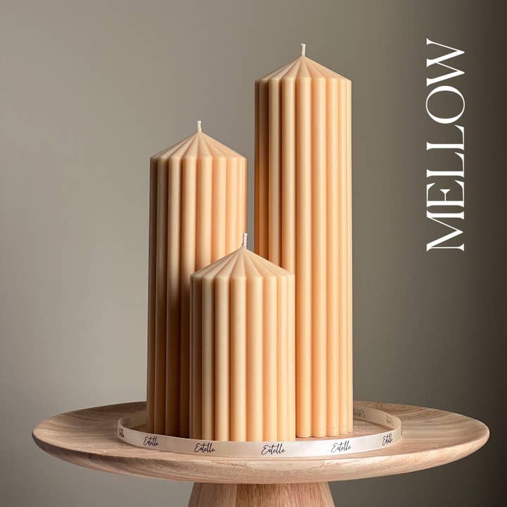 Estelle Studio - Wholesale Pillar Candle - Ribbed Peak Pillar Candle Trio | Vegan Soy Wax, Aesthetic Decor4