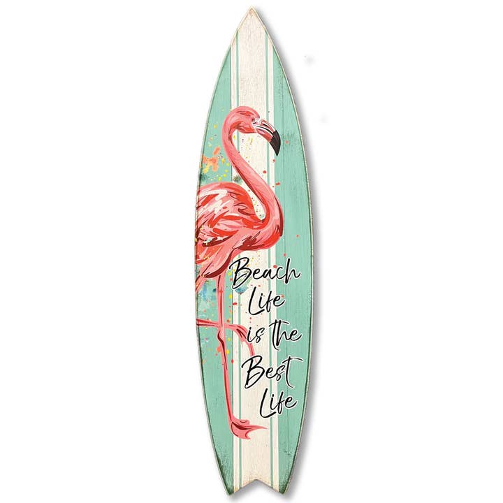 Jarmz Designs - Wholesale Wall Accent - SURF BOARD WALL ACCENT BEACH LIFE BEST FLAMINGO