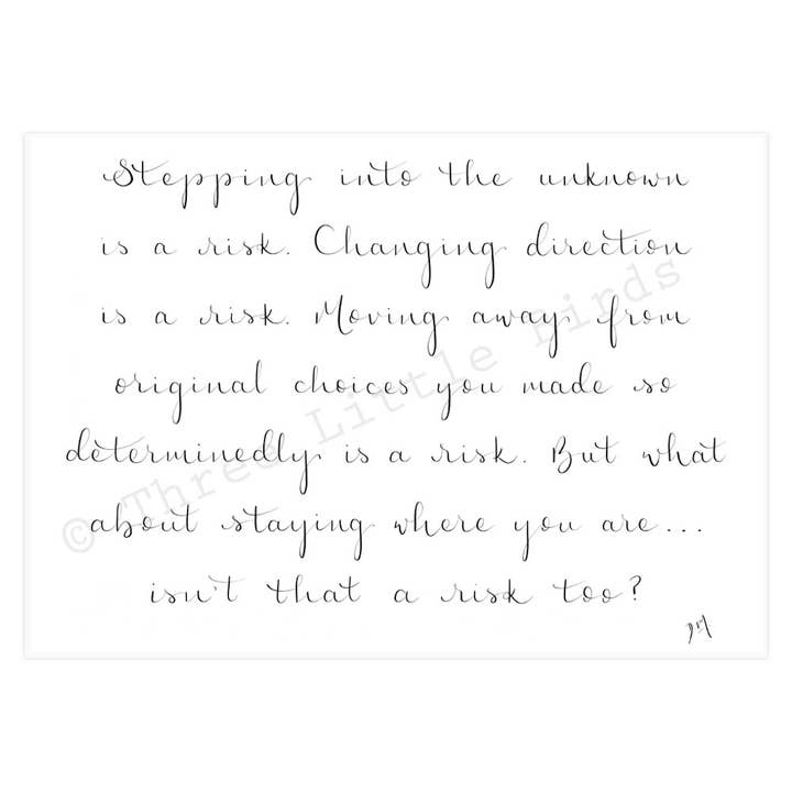 The Risk - Stampa con parole scritte a mano per la vendita all'ingrosso da parte di Deborah Maguire