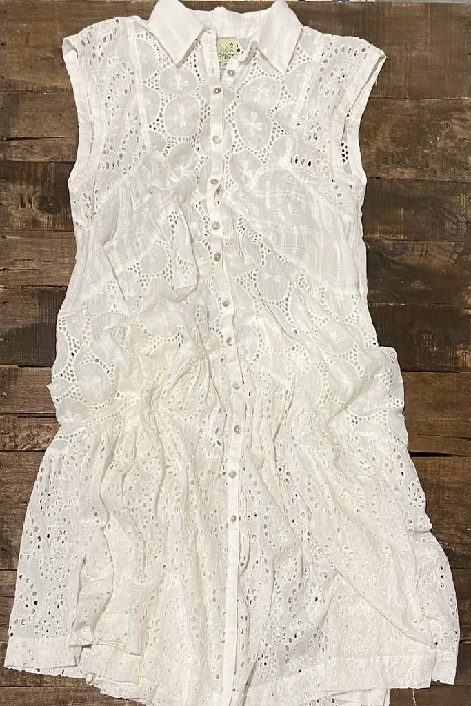 Jaded Gypsy – wholesale Dress – Women's – New Beginnings Eyelet Dress - Parchment2