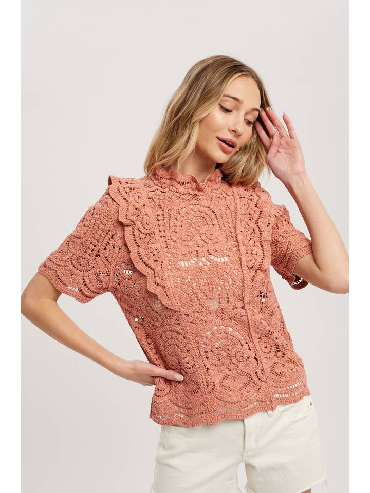 Bluivy - Wholesale Blouse - Women's - HIGH COLLAR CROCHET TOP3