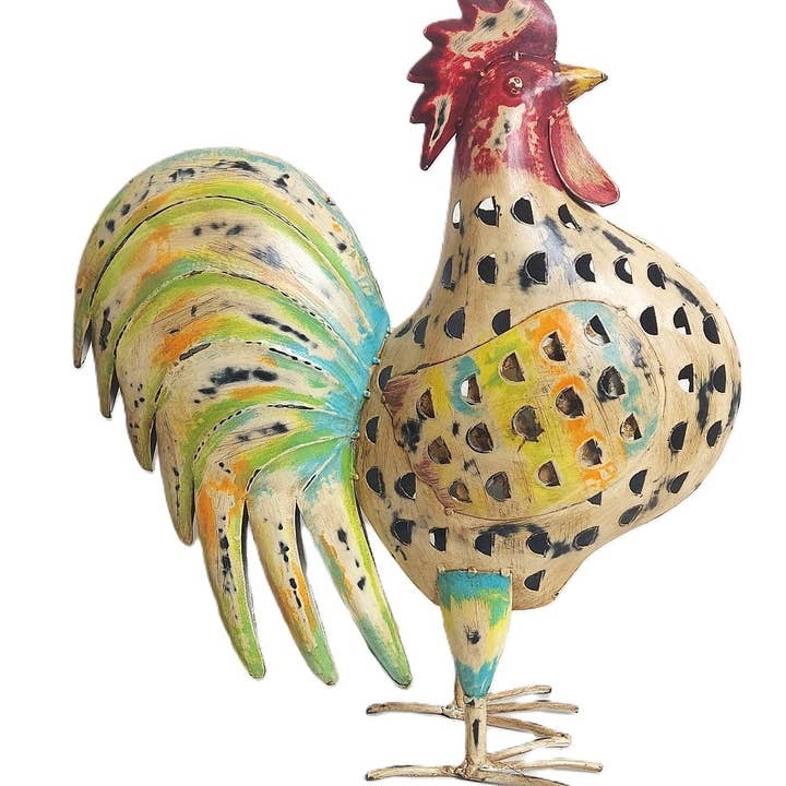 Large Recycled Iron Chicken Tealight Lantern for wholesale by Jardinopia UK