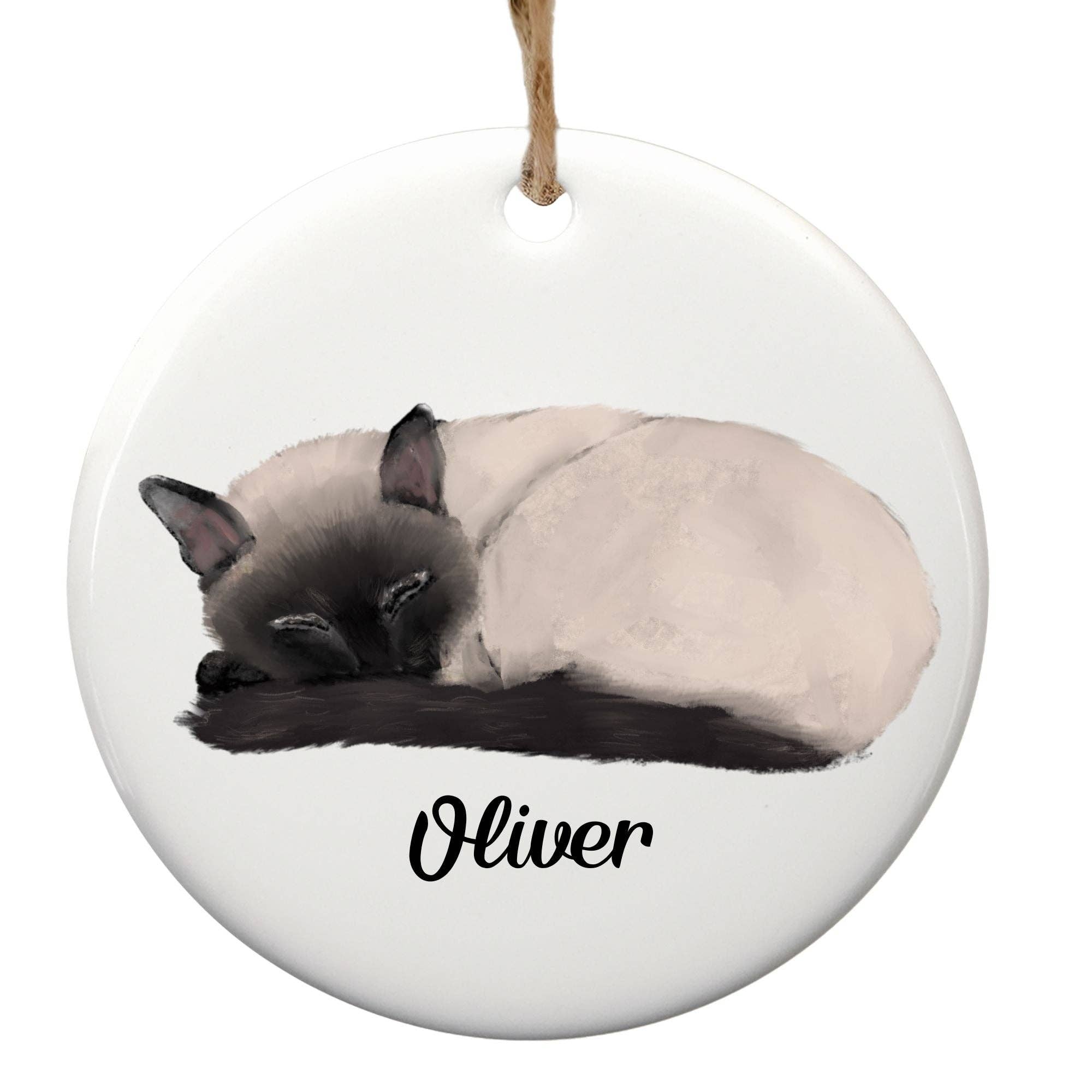 MerikaArt - Wholesale Ornament - Sleeping Siamese Cat Ceramic Ornament3