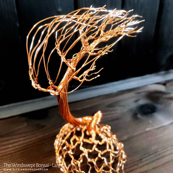 Copper Windswept Tree Handmade Copper Sculpture Boho for wholesale by Elysian Workshop