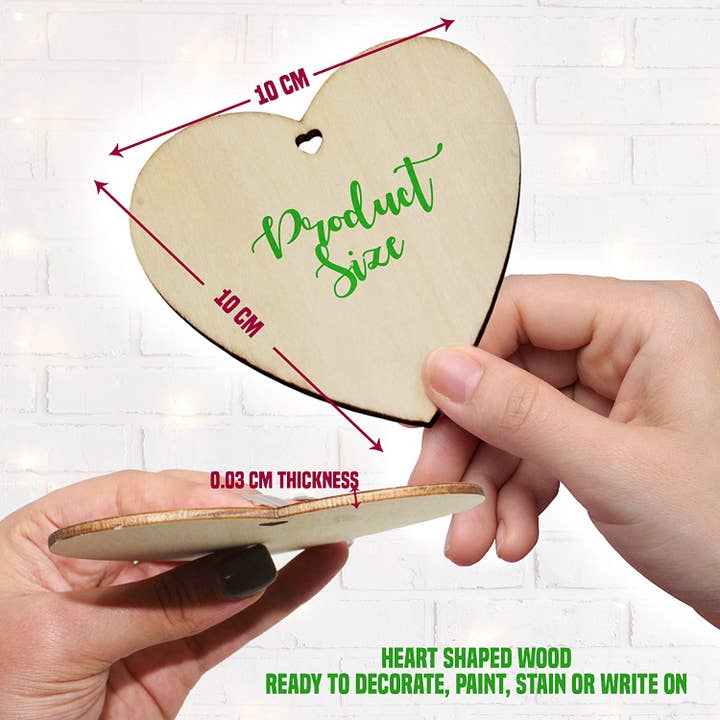 The Twiddlers – wholesale Craft supplies – 50 Rustic Wooden Heart Shape Craft Tags - 10x10cm2